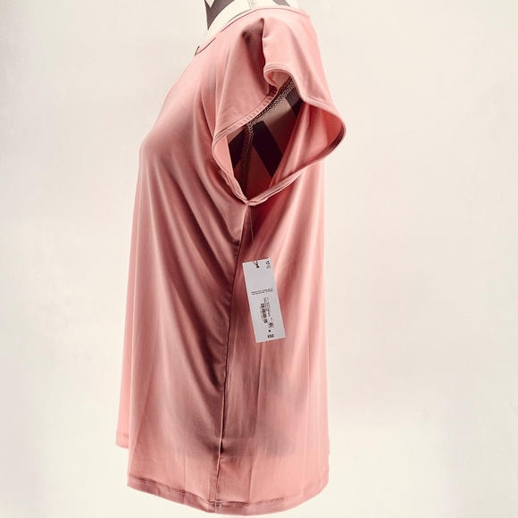 Peach Pink Liz Claiborne Top Short Flutter Sleeve NWT Keyhole Blouse Medium NEW - Picture 2 of 10